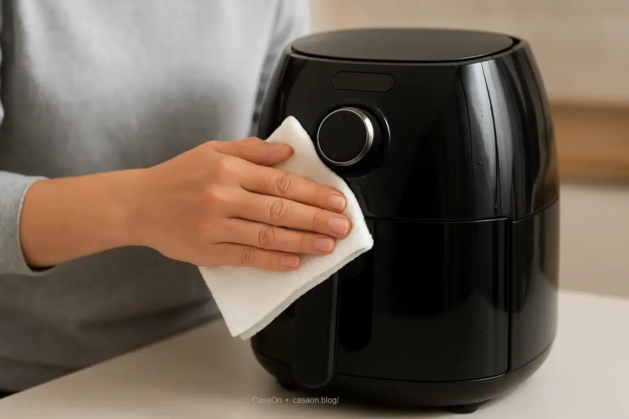 Limpando a parte externa da air fryer Limpar air fryer: limpando a parte externa.