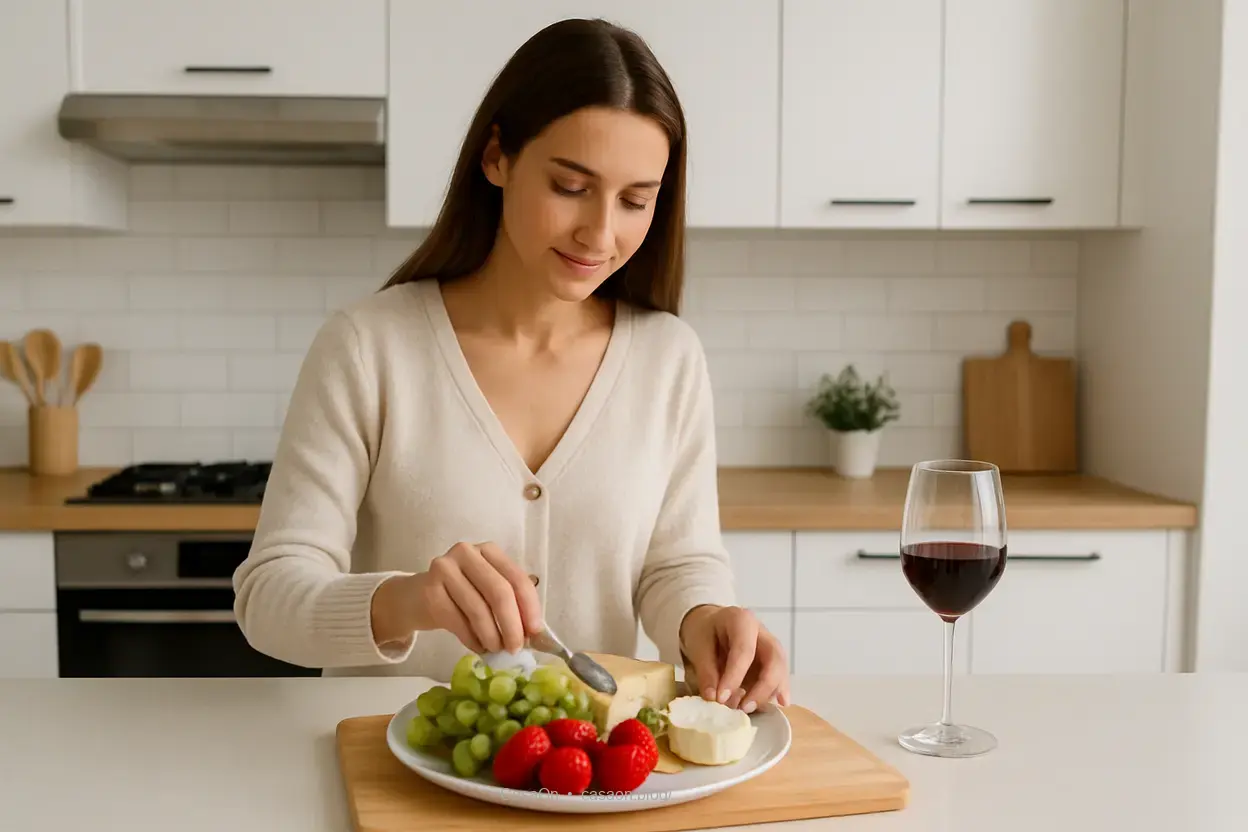 O que é o jantar simples Mulher montando prato de jantar simples.