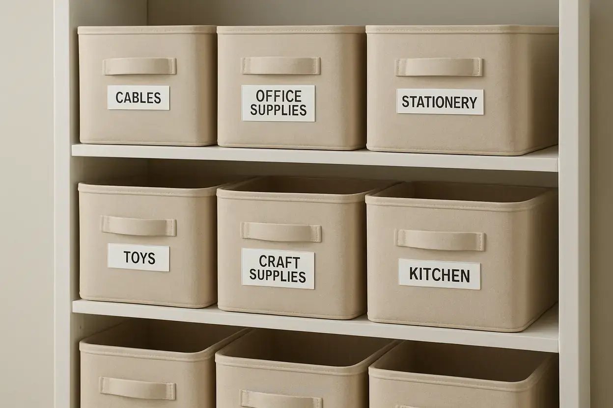 Caixas Organizadas Prateleira com caixas organizadoras para organizar casa.