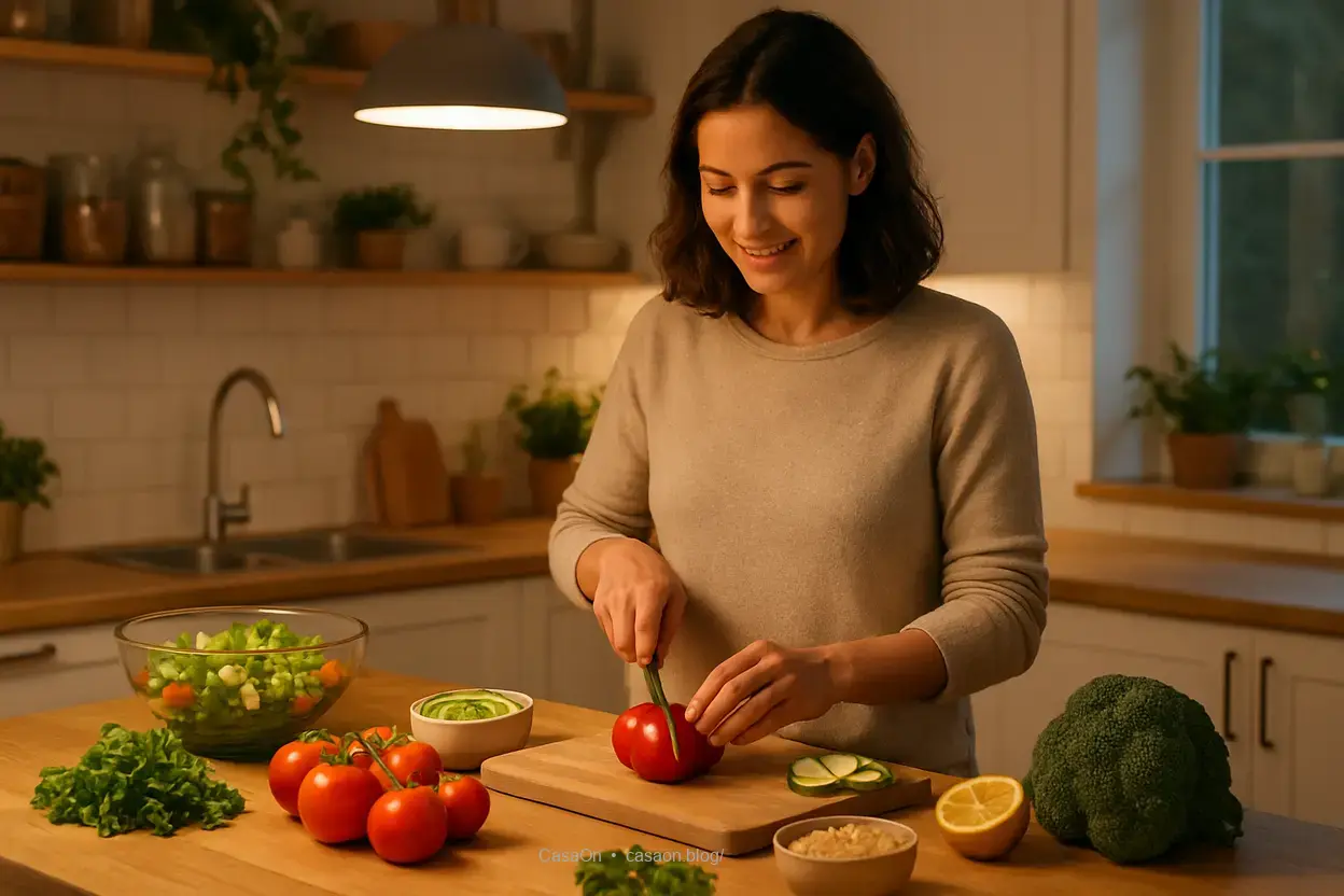 Pessoa cozinhando para skincare dinner.