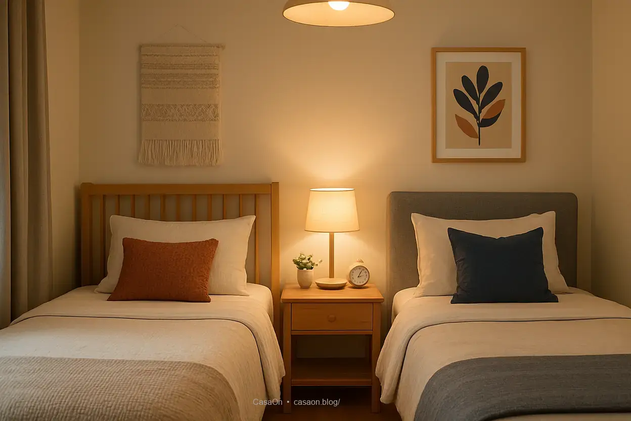 Quarto com duas camas separadas, representando o divórcio do sono.