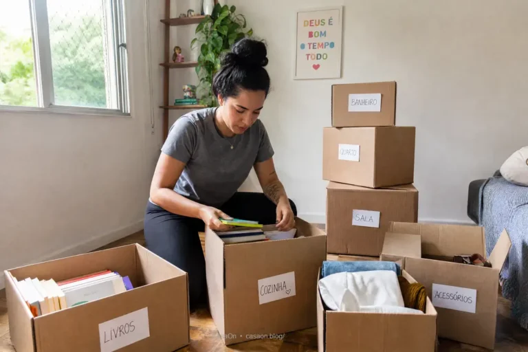 Pessoa organizando casa antes da mudança.