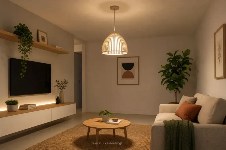 Luminária acessível em sala de estar moderna